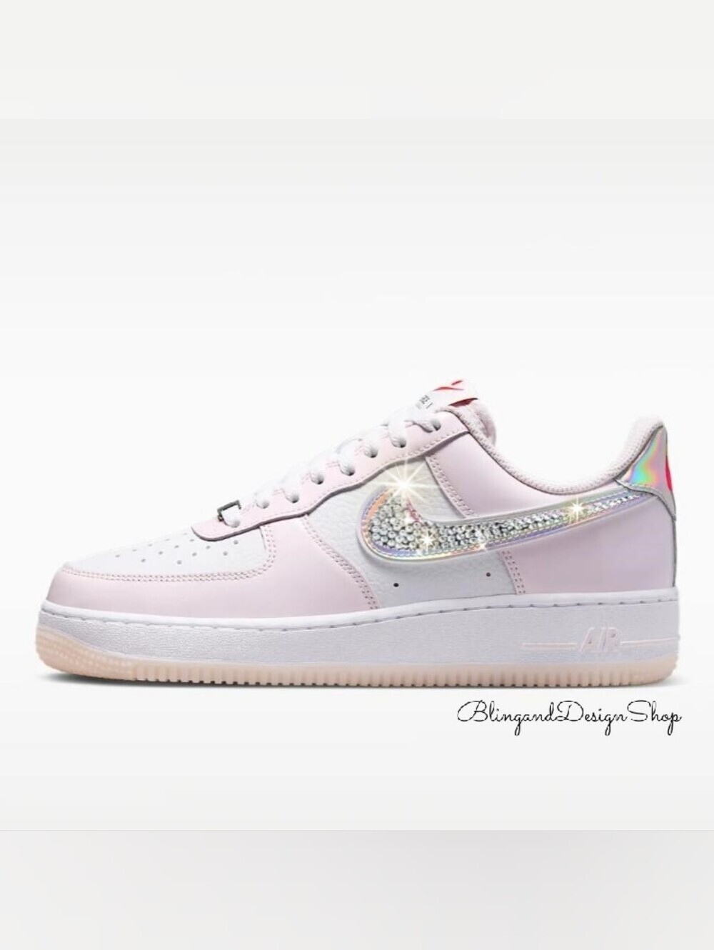 Bling Nike Air Force 1 07 Pearl Pink Women's Shoes Customized With Crystals